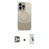 MARSİLYAN™- iPhone 16 Pro Max Kılıf Kozmos Form Özel Seri - Şeffaf Pasifik Cam Ekran Koruyucu + PVD Metal Kamera Lens - GD