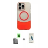 MARSİLYAN™- iPhone 16 Pro Max Kılıf Kozmos Form Özel Seri - Şeffaf Pasifik Cam Ekran Koruyucu + Raze Metal Kamera Lens - SH