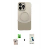 MARSİLYAN™- iPhone 16 Pro Max Kılıf Kozmos Form Özel Seri - Şeffaf Pasifik Cam Ekran Koruyucu + Raze Metal Kamera Lens - NLGY