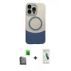 MARSİLYAN™- iPhone 16 Pro Max Kılıf Kozmos Form Özel Seri - Şeffaf Pasifik Cam Ekran Koruyucu + Raze Metal Kamera Lens - SH