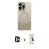 MARSİLYAN™- iPhone 16 Pro Max Kılıf Kozmos Form Özel Seri - Şeffaf Pasifik Cam Ekran Koruyucu + PVD Metal Kamera Lens - SH