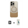 MARSİLYAN™- iPhone 16 Pro Max Kılıf Kozmos Form Özel Seri - Şeffaf Pasifik Cam Ekran Koruyucu + PVD Metal Kamera Lens - SH