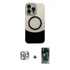 MARSİLYAN™- iPhone 16 Pro Max Kılıf Kozmos Form Özel Seri - Siyah 360 Mat Full Body Arka Koruyucu + Pers Alüminyum Kamera Lens - GI
