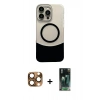 MARSİLYAN™- iPhone 16 Pro Max Kılıf Kozmos Form Özel Seri - Siyah 360 Mat Full Body Arka Koruyucu + Pers Alüminyum Kamera Lens - CLTM