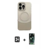 MARSİLYAN™- iPhone 16 Pro Max Kılıf Kozmos Form Özel Seri - Siyah 360 Mat Full Body Arka Koruyucu + PVD Metal Kamera Lens - SH