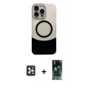 MARSİLYAN™- iPhone 16 Pro Max Kılıf Kozmos Form Özel Seri - Siyah 360 Mat Full Body Arka Koruyucu + PVD Metal Kamera Lens - SH