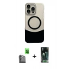 MARSİLYAN™- iPhone 16 Pro Max Kılıf Kozmos Form Özel Seri - Siyah 360 Mat Full Body Arka Koruyucu + Raze Metal Kamera Lens - SH