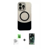 MARSİLYAN™- iPhone 16 Pro Max Kılıf Kozmos Form Özel Seri - Siyah 360 Mat Full Body Arka Koruyucu + Raze Metal Kamera Lens - BZ