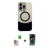 MARSİLYAN™- iPhone 16 Pro Max Kılıf Kozmos Form Özel Seri - Siyah 360 Mat Full Body Arka Koruyucu + Raze Metal Kamera Lens - NLGY