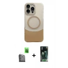 MARSİLYAN™- iPhone 16 Pro Max Kılıf Kozmos Form Özel Seri - Siyah 360 Mat Full Body Arka Koruyucu + Raze Metal Kamera Lens - SH