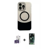 MARSİLYAN™- iPhone 16 Pro Max Kılıf Kozmos Form Özel Seri - Siyah 360 Mat Full Body Arka Koruyucu + Bilvis Titan Kamera Lens - TMGI