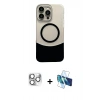MARSİLYAN™- iPhone 16 Pro Max Kılıf Kozmos Form Özel Seri - Siyah 3D Antistatik Cam Ekran Koruyucu + Pers Alüminyum Kamera Lens - GS