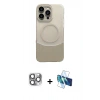 MARSİLYAN™- iPhone 16 Pro Max Kılıf Kozmos Form Özel Seri - Siyah 3D Antistatik Cam Ekran Koruyucu + Pers Alüminyum Kamera Lens - GI