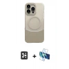 MARSİLYAN™- iPhone 16 Pro Max Kılıf Kozmos Form Özel Seri - Siyah 3D Antistatik Cam Ekran Koruyucu + PVD Metal Kamera Lens - SH