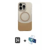 MARSİLYAN™- iPhone 16 Pro Max Kılıf Kozmos Form Özel Seri - Siyah 3D Antistatik Cam Ekran Koruyucu + PVD Metal Kamera Lens - SH