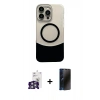 MARSİLYAN™- iPhone 16 Pro Max Kılıf Kozmos Form Özel Seri - Siyah 3D Antistatik Hayalet Cam Ekran Koruyucu + Bilvis Titan Kamera Lens - GS
