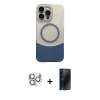 MARSİLYAN™- iPhone 16 Pro Max Kılıf Kozmos Form Özel Seri - Siyah 3D Antistatik Hayalet Cam Ekran Koruyucu + Pers Alüminyum Kamera Lens - GS