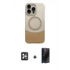 MARSİLYAN™- iPhone 16 Pro Max Kılıf Kozmos Form Özel Seri - Siyah 3D Antistatik Hayalet Cam Ekran Koruyucu + PVD Metal Kamera Lens - SH