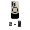 MARSİLYAN™- iPhone 16 Pro Max Kılıf Kozmos Form Özel Seri - Siyah 3D Antistatik Hayalet Cam Ekran Koruyucu + PVD Metal Kamera Lens - GD