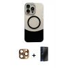 MARSİLYAN™- iPhone 16 Pro Max Kılıf Kozmos Form Özel Seri - Siyah 3D Antistatik Hayalet Cam Ekran Koruyucu + Pers Alüminyum Kamera Lens - CLTM