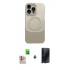 MARSİLYAN™- iPhone 16 Pro Max Kılıf Kozmos Form Özel Seri - Siyah 3D Antistatik Hayalet Cam Ekran Koruyucu + Raze Metal Kamera Lens - NLGY