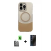 MARSİLYAN™- iPhone 16 Pro Max Kılıf Kozmos Form Özel Seri - Siyah 3D Antistatik Hayalet Cam Ekran Koruyucu + Raze Metal Kamera Lens - SH