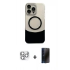 MARSİLYAN™- iPhone 16 Pro Max Kılıf Kozmos Form Özel Seri - Siyah 3D Antistatik Hayalet Cam Ekran Koruyucu + Pers Alüminyum Kamera Lens - GS