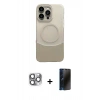 MARSİLYAN™- iPhone 16 Pro Max Kılıf Kozmos Form Özel Seri - Siyah 3D Antistatik Hayalet Cam Ekran Koruyucu + Pers Alüminyum Kamera Lens - GI