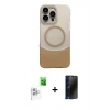 MARSİLYAN™- iPhone 16 Pro Max Kılıf Kozmos Form Özel Seri - Siyah 3D Antistatik Hayalet Cam Ekran Koruyucu + Raze Metal Kamera Lens - BZ