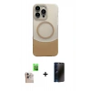 MARSİLYAN™- iPhone 16 Pro Max Kılıf Kozmos Form Özel Seri - Siyah 3D Antistatik Hayalet Cam Ekran Koruyucu + Raze Metal Kamera Lens - NLGY