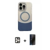 MARSİLYAN™- iPhone 16 Pro Max Kılıf Kozmos Form Özel Seri - Siyah 3D Antistatik Hayalet Cam Ekran Koruyucu + PVD Metal Kamera Lens - GD