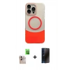 MARSİLYAN™- iPhone 16 Pro Max Kılıf Kozmos Form Özel Seri - Siyah 3D Antistatik Hayalet Cam Ekran Koruyucu + Raze Metal Kamera Lens - NLGY