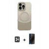 MARSİLYAN™- iPhone 16 Pro Max Kılıf Kozmos Form Özel Seri - Siyah 3D Antistatik Hayalet Cam Ekran Koruyucu + PVD Metal Kamera Lens - SH