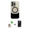 MARSİLYAN™- iPhone 16 Pro Max Kılıf Kozmos Form Özel Seri - Siyah 3D Antistatik Hayalet Cam Ekran Koruyucu + Raze Metal Kamera Lens - NLGY