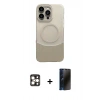 MARSİLYAN™- iPhone 16 Pro Max Kılıf Kozmos Form Özel Seri - Siyah 3D Antistatik Hayalet Cam Ekran Koruyucu + PVD Metal Kamera Lens - GD