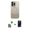 MARSİLYAN™- iPhone 16 Pro Max Kılıf Kozmos Form Özel Seri - Siyah 3D Antistatik Hayalet Cam Ekran Koruyucu + Raze Metal Kamera Lens - SH