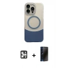 MARSİLYAN™- iPhone 16 Pro Max Kılıf Kozmos Form Özel Seri - Siyah 3D Antistatik Hayalet Cam Ekran Koruyucu + PVD Metal Kamera Lens - GS