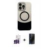MARSİLYAN™- iPhone 16 Pro Max Kılıf Kozmos Form Özel Seri - Siyah 3D Antistatik Hayalet Cam Ekran Koruyucu + Bilvis Titan Kamera Lens - SH