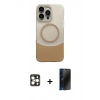 MARSİLYAN™- iPhone 16 Pro Max Kılıf Kozmos Form Özel Seri - Siyah 3D Antistatik Hayalet Cam Ekran Koruyucu + PVD Metal Kamera Lens - GD
