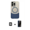 MARSİLYAN™- iPhone 16 Pro Max Kılıf Kozmos Form Özel Seri - Siyah 3D Antistatik Hayalet Cam Ekran Koruyucu + PVD Metal Kamera Lens - SH