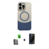 MARSİLYAN™- iPhone 16 Pro Max Kılıf Kozmos Form Özel Seri - Siyah 3D Antistatik Hayalet Cam Ekran Koruyucu + Raze Metal Kamera Lens - SH
