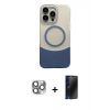 MARSİLYAN™- iPhone 16 Pro Max Kılıf Kozmos Form Özel Seri - Siyah 3D Antistatik Hayalet Cam Ekran Koruyucu + Pers Alüminyum Kamera Lens - GI