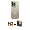 MARSİLYAN™- iPhone 16 Pro Max Kılıf Kozmos Form Özel Seri - Siyah 3D Antistatik Mat Seramik Nano Ekran Koruyucu + Pers Alüminyum Kamera Lens - CLTM