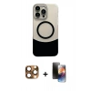 MARSİLYAN™- iPhone 16 Pro Max Kılıf Kozmos Form Özel Seri - Siyah 3D Antistatik Mat Seramik Nano Ekran Koruyucu + Pers Alüminyum Kamera Lens - CLTM