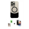 MARSİLYAN™- iPhone 16 Pro Max Kılıf Kozmos Form Özel Seri - Siyah 3D Antistatik Mat Seramik Nano Ekran Koruyucu + Raze Metal Kamera Lens - NLGY