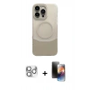 MARSİLYAN™- iPhone 16 Pro Max Kılıf Kozmos Form Özel Seri - Siyah 3D Antistatik Mat Seramik Nano Ekran Koruyucu + Pers Alüminyum Kamera Lens - GS