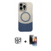 MARSİLYAN™- iPhone 16 Pro Max Kılıf Kozmos Form Özel Seri - Siyah 3D Antistatik Mat Seramik Nano Ekran Koruyucu + Pers Alüminyum Kamera Lens - GI