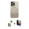 MARSİLYAN™- iPhone 16 Pro Max Kılıf Kozmos Form Özel Seri - Siyah 3D Antistatik Mat Seramik Nano Ekran Koruyucu + Çöl Titanyum Raze Metal Kamera Lens
