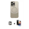 MARSİLYAN™- iPhone 16 Pro Max Kılıf Kozmos Form Özel Seri - Siyah 3D Antistatik Mat Seramik Nano Ekran Koruyucu + PVD Metal Kamera Lens - GD