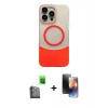 MARSİLYAN™- iPhone 16 Pro Max Kılıf Kozmos Form Özel Seri - Siyah 3D Antistatik Mat Seramik Nano Ekran Koruyucu + Raze Metal Kamera Lens - SH